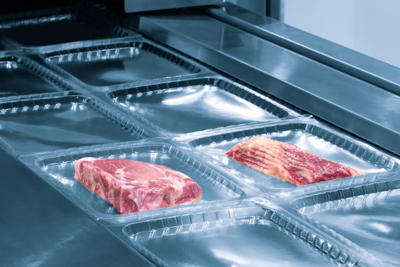 Linear,Food,Plastic,Tray,Package,Heat,Sealing,Machine.,Food,Industry